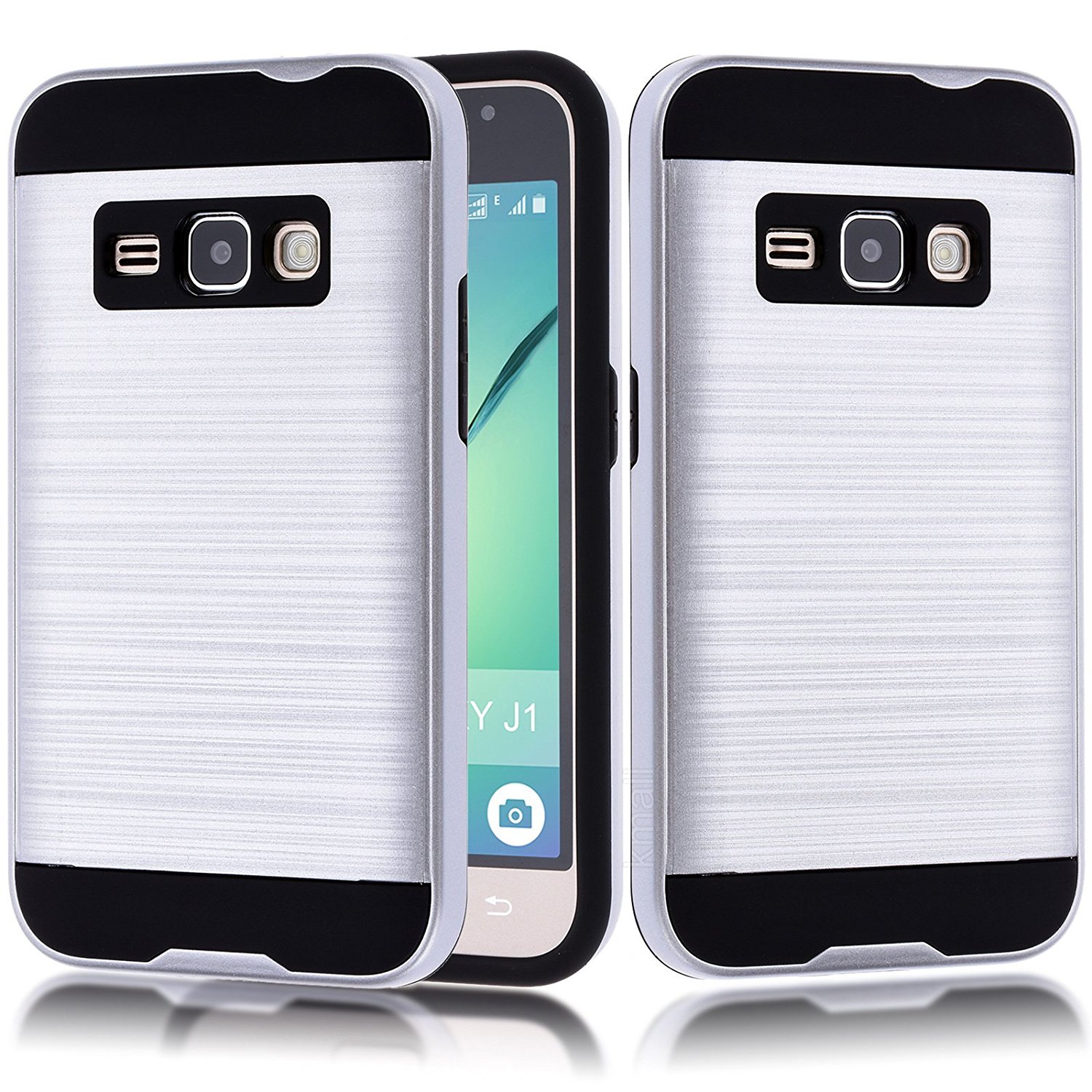Samsung Galaxy J1 (2016) / Amp 2 / Express 3 / Galaxy Luna Armor Hybrid Case (Silver)